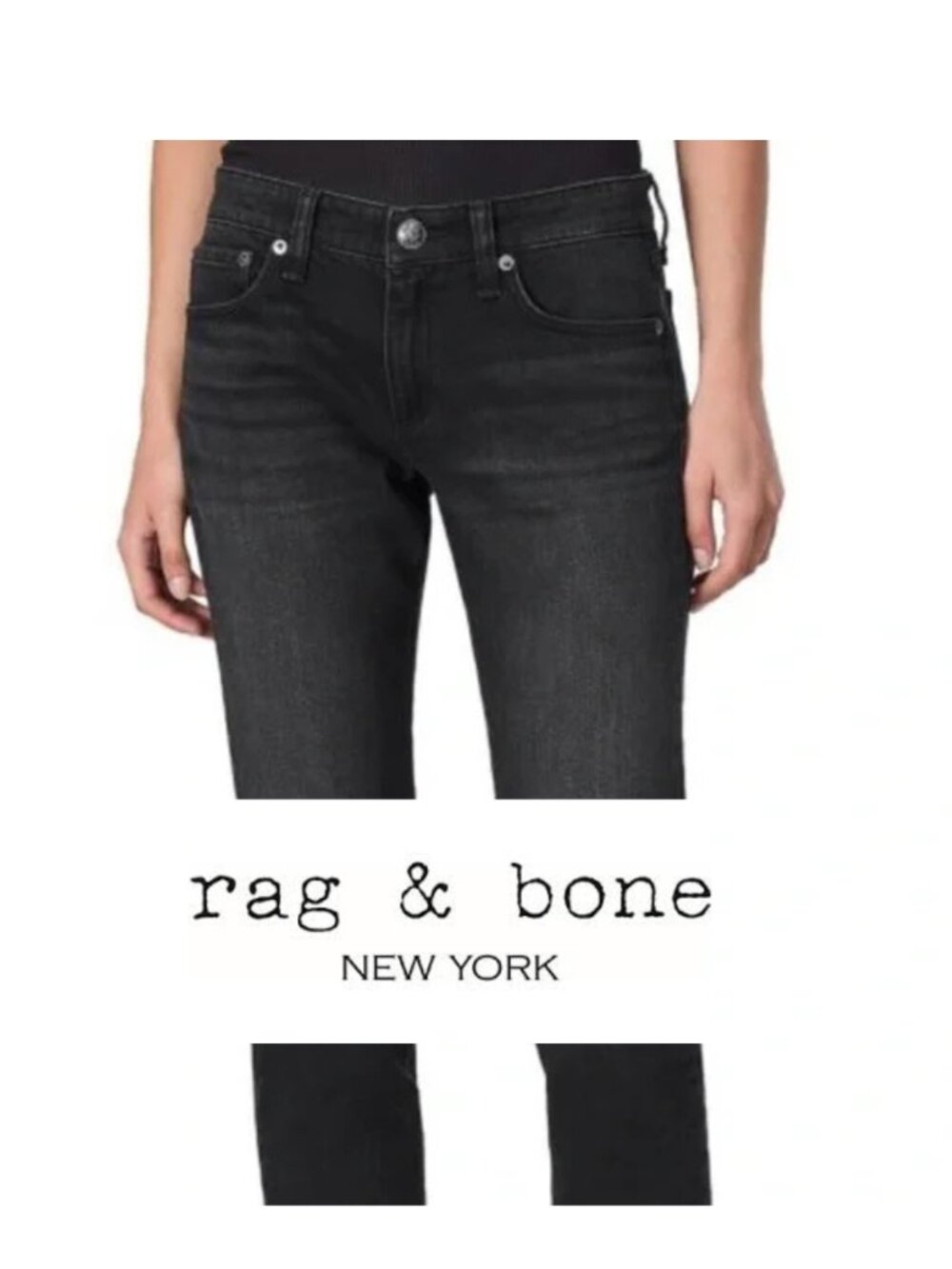 Rag & Bone Dre Low Rise Slim Boyfriend Black Jeans size 30